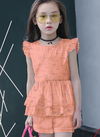 Orange Colour Bavv Western Children Western Wear Khadi Cotton Top And Short Capri Girls Wear Collection Bavv 06